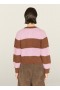 Foxtail Stripe Cardigan Brown Pink | Women’s YMC