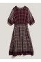 Garden Check Dress Burgundy Multi | Women’s YMC