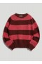 Jets Stripe Crew Neck Jumper Burgundy | Women’s YMC