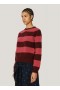 Jets Stripe Crew Neck Jumper Burgundy | Women’s YMC