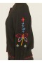 Lotus Embroidered Cardigan Black | Women’s YMC