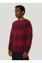 Suedehead Stripe Crew Neck Jumper Burgundy | Men’s YMC