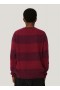 Suedehead Stripe Crew Neck Jumper Burgundy | Men’s YMC