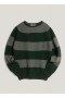 Suedehead Stripe Crew Neck Jumper Green | Men’s YMC