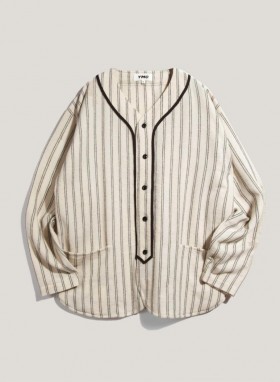 Baseball Wool Stripe Shirt Ecru | Men’s YMC