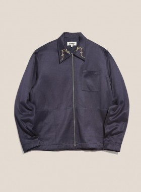 Bowie Embroidered Cotton Shirt Navy | Men’s YMC