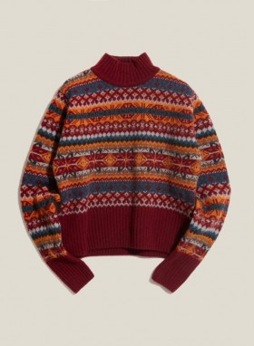 Bryter Fair Isle Jumper Burgundy Multi | Women’s YMC