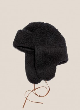 Cableami Boa Fleece Aviator Hat Black | Men’s YMC