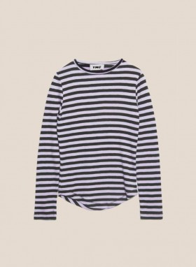Charlotte Stripe Long Sleeve T-Shirt Black Lilac | Women’s YMC