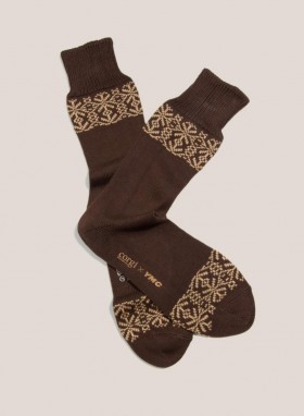 Fair Isle Cotton Sock Brown | Men’s YMC