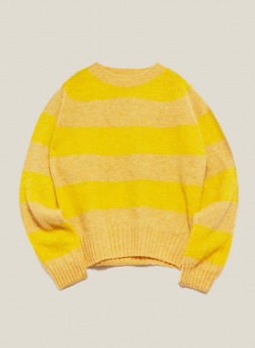 Jets Stripe Crew Neck Jumper Yellow Sand | Women’s YMC
