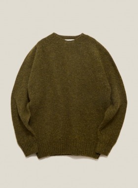 Suedehead Crew Neck Jumper Dark Green | Men’s YMC