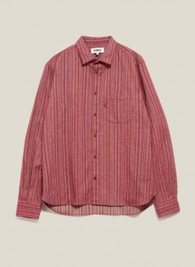 Camisa Curtis Brushed Stripe Vermelha Multicolorida | Masculina YMC