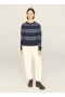  Jets Stripe genser med rund hals i marineblå | Dame YMC