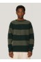  Suedehead Stripe Crew Neck Jumper Green | Męski YMC