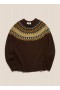 Sweter Wings Fair Isle Crew Neck w kolorze brązowym i wielokolorowym | Męski YMC