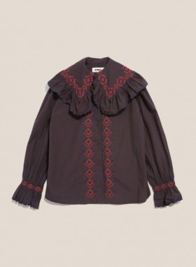  Koszula bawełniana Blossoms Gingham w kolorze granatowo-brązowym | YMC damska