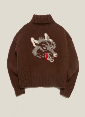  Bluto Wolf Knit Jumper Brown | Damski YMC
