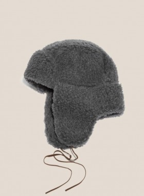  Căciulă de aviator Cableami Boa Fleece Gri | YMC masculin