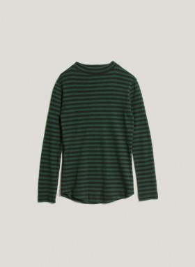  Tricou de damă cu dungi din bumbac, culoare verde și negru, model High Rain, YMC