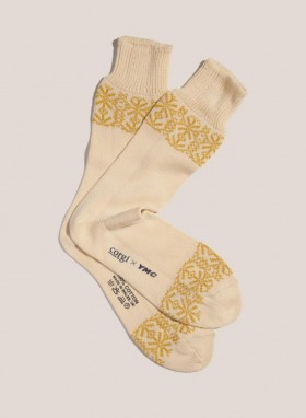  Bavlnené ponožky Fair Isle ecru | Pánske YMC