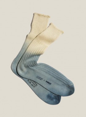  Calcetines de algodón teñidos en azul | YMC para hombre