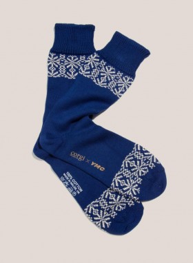  Calcetines de algodón Fair Isle azules | YMC para hombre