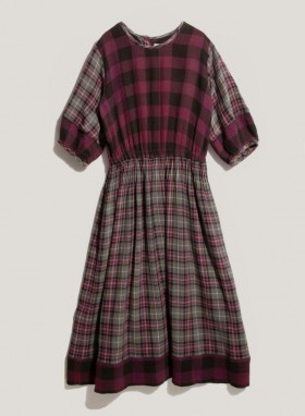  Vestido Garden Check Burdeos Multicolor | YMC para mujer