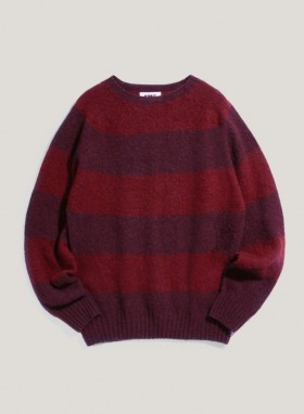  Jersey de cuello redondo a rayas Suedehead color burdeos | YMC para hombre