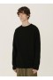 سترة إيرث سويدهيد المحبوكة برقبة دائرية باللون الأسود | YMC للرجال