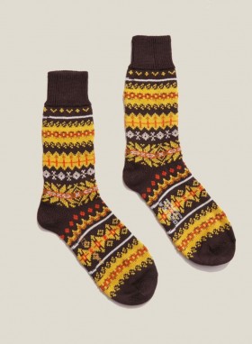 جورب صوف بني من Fair Isle | YMC للرجال