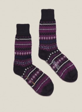  جورب صوف من Fair Isle باللون الأزرق البحري | YMC للرجال