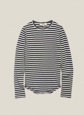  Earth Charlotte langærmet T-shirt marineblå hvid | Dame YMC