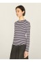  Charlotte Stripe T-shirt met lange mouwen, zwart en lila | Dames YMC