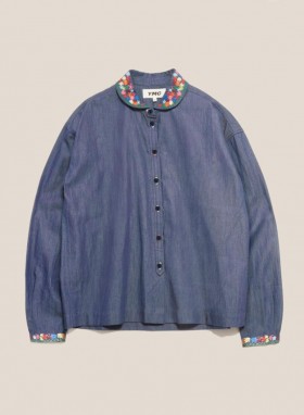  Marianne geborduurd denim overhemd indigo | Dames YMC