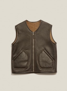  Wyatt Reversible Leather Gilet Bruin | Dames YMC