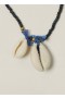  Collier long Nungwi en denim indigo et coquillages bleus | YMC pour hommes