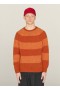  Pull à col rond rayé Suedehead rouge orangé | Homme YMC