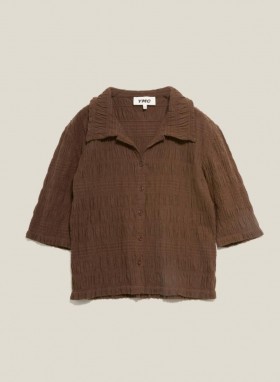  Chemise Angelina en coton stretch marron | Femme YMC