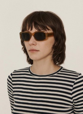  Lunettes de soleil biodégradables Caitlin, couleur miel et vert uni | YMC pour hommes