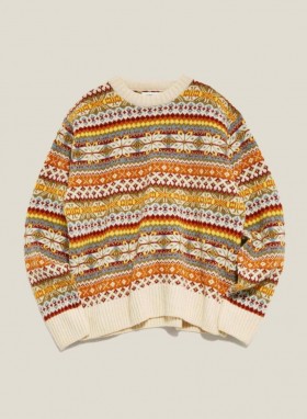  Pull Duke Fair Isle à col rond crème multicolore | Homme YMC