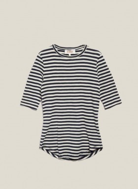  T-shirt à manches courtes Earth Charlotte, bleu marine et blanc | YMC Femme