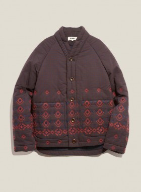  Veste Erkin en coton à carreaux vichy bleu marine et marron | Homme YMC