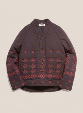 Veste Erkin en coton à carreaux vichy bleu marine et marron | Femme YMC