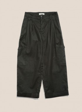 Pantalon en coton et lin noir délavé | YMC Femme