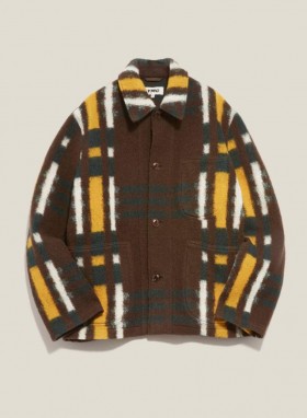 Couverture de travail en laine, marron multicolore | Homme YMC