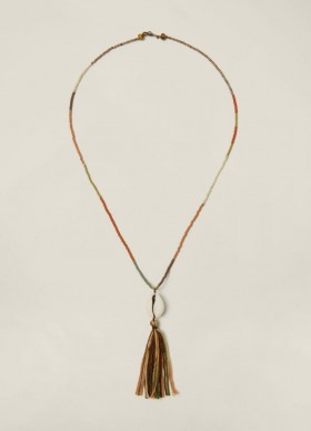 Collier long à pompon et perles Le Morne multicolore | YMC pour hommes