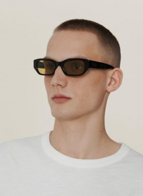  Lunettes de soleil biodégradables Rahel noires à verres verts dégradés | Homme YMC