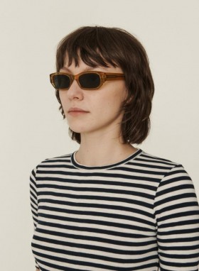 Lunettes de soleil biodégradables Rahel, couleur miel et vert uni | YMC pour hommes