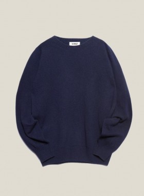  Pull Suedehead à col rond bleu marine | Homme YMC